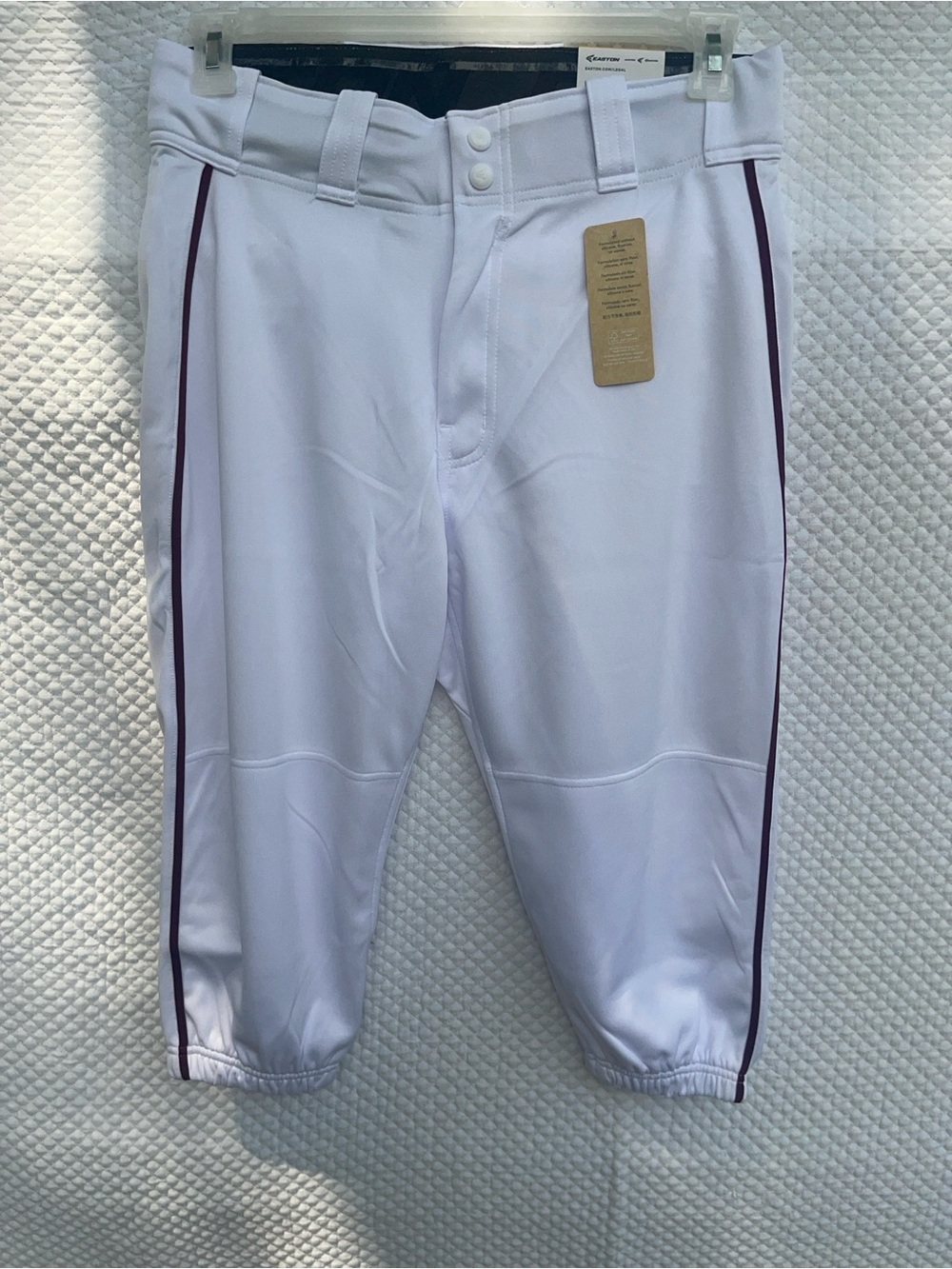 NWT Easton Mako 2 Baseball Pants Adult Medium White Maroon Piped Knicker Style